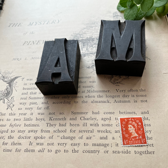 英国買い付け♪2個セット♪アンティーク ウッドスタンプ/ウッドブロック M&A アルファベット 6枚目の画像