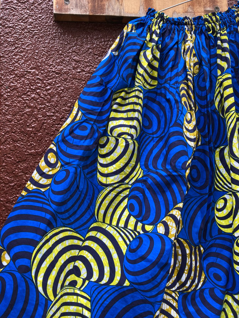 【着丈約75〜76】アフリカンスカート　アフリカ布　アフリカンバティック　ギャザースカート　大人スカート　難あり