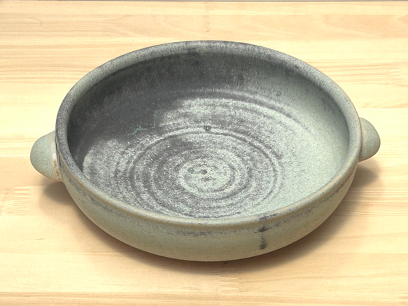 青銅釉グラタン皿(大)　耐熱陶器 2枚目の画像