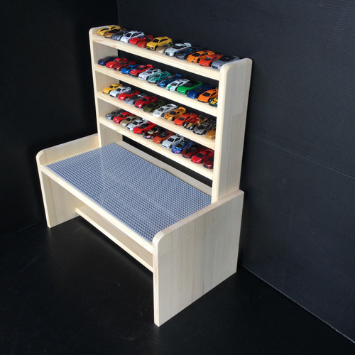 手作り　レゴテーブル　トミカ4段収納棚付き　木製　オプション付き　(新品)