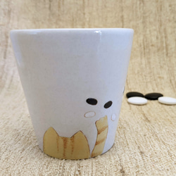 「碁石と猫」フリーカップ　　囲碁　陶器 1枚目の画像