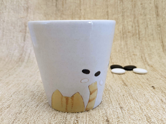 「碁石と猫」フリーカップ　　囲碁　陶器 1枚目の画像