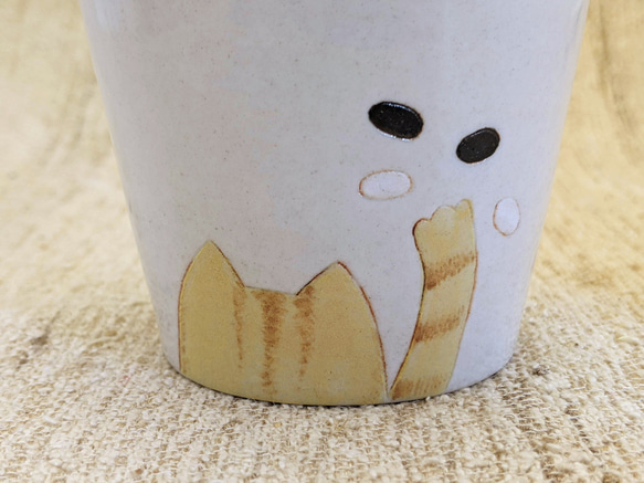 「碁石と猫」フリーカップ　　囲碁　陶器 2枚目の画像