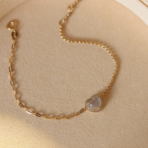 天然ダイヤモンド付きヒスイブレスレットk18 ブレスレット パール  