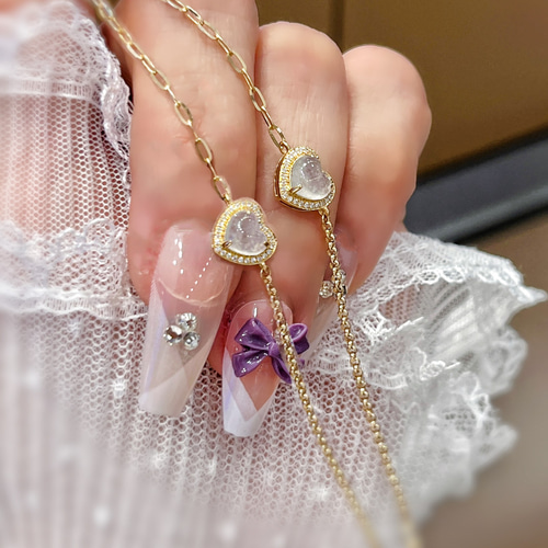 天然ダイヤモンド付きヒスイアンクレットk18 アンクレット パール