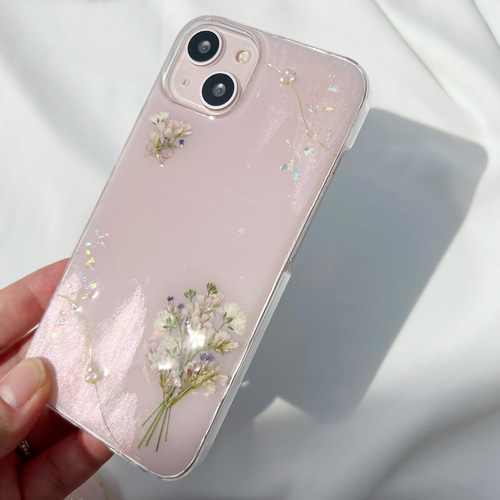 ロココな花束ブーケ 押し花スマホケース 【ハイブリッドケース