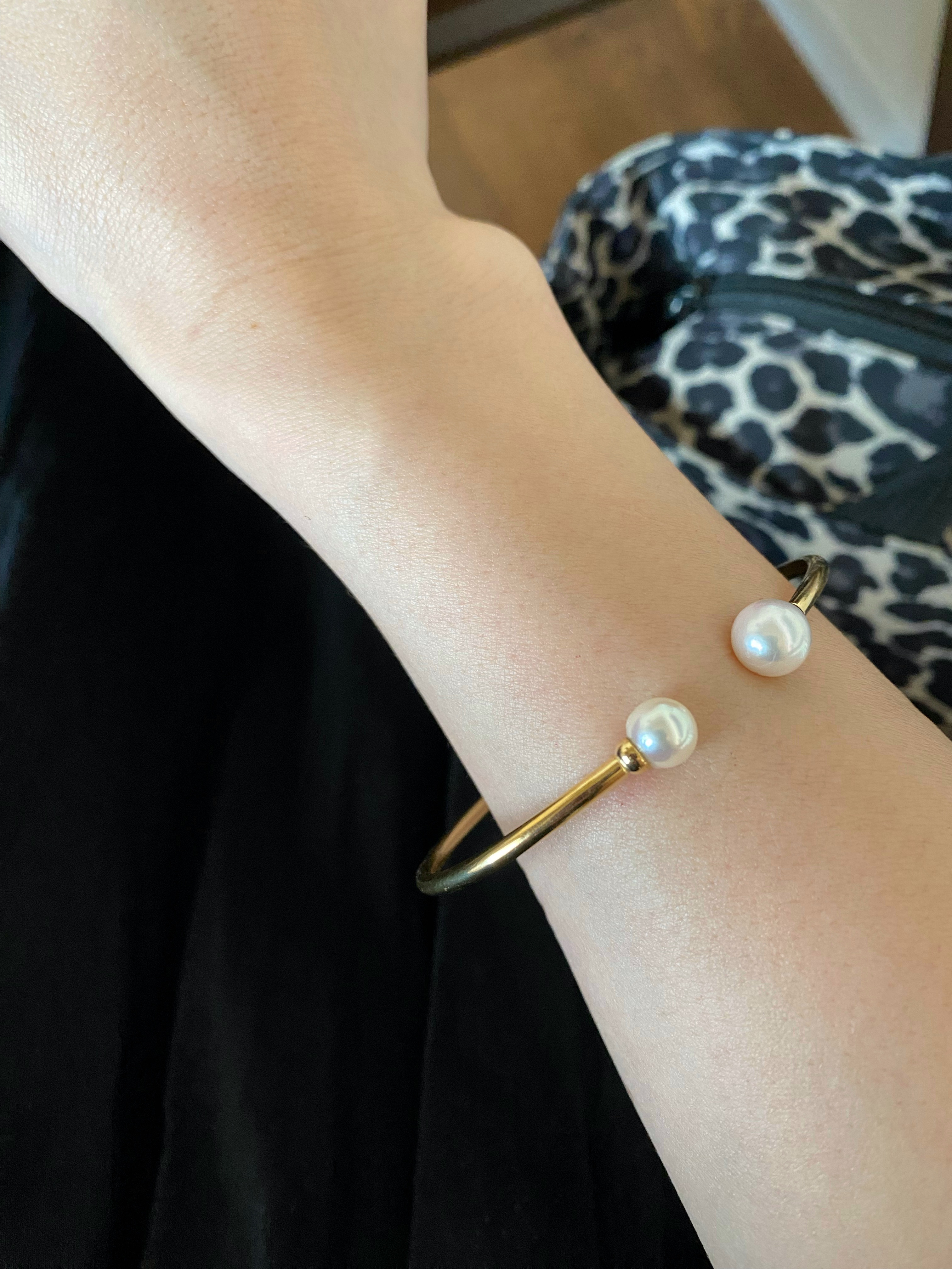 あこや真珠　double pearl bangle SV・G   SV925