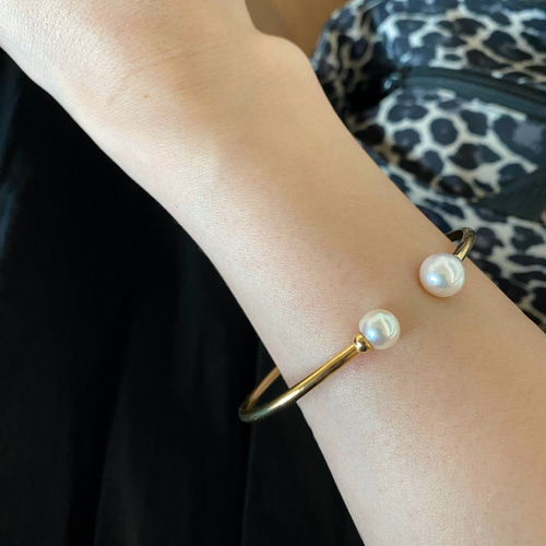 あこや真珠 double pearl bangle SV・G SV925 ブレスレット Calla 