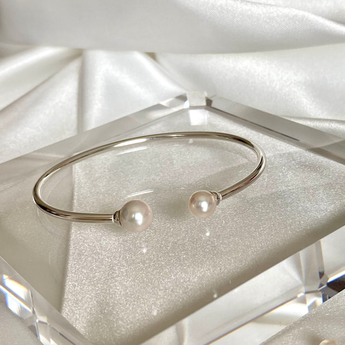あこや真珠 double pearl bangle SV・G SV925 ブレスレット Calla 