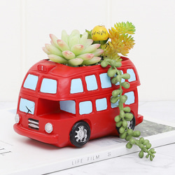 植木鉢 小型 かわいい車バス 卓上用 多肉植物用フラワーポット ペンホルダー 花器 収納 装飾品 1枚目の画像