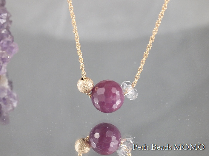 願いが叶う？勝利と恋愛の成就を呼ぶ？【素晴らしい輝き】レアな大粒ルビー＆水晶～14KGFネックレス～限定販売
