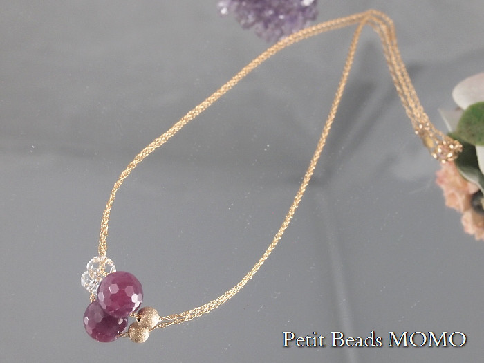 願いが叶う？勝利と恋愛の成就を呼ぶ？【素晴らしい輝き】レアな大粒ルビー＆水晶～14KGFネックレス～限定販売