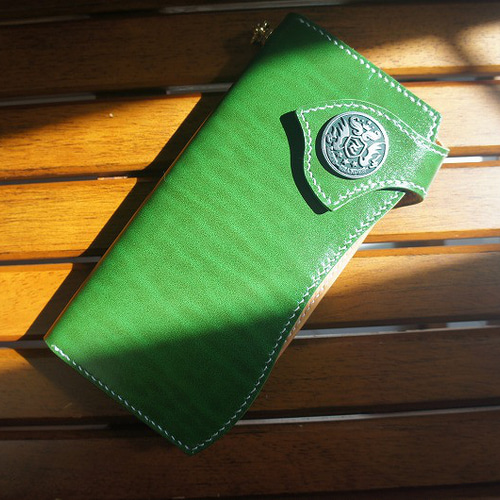 L字ファスナーウォレット ルガトショルダー グリーン 受注製作】【送料