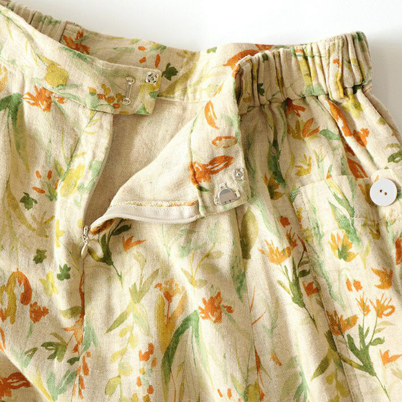 コットンリネン　花柄　ダブルガーゼ　スカート 8枚目の画像