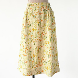 コットンリネン　花柄　ダブルガーゼ　スカート 2枚目の画像
