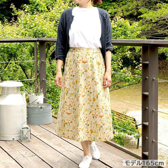 コットンリネン　花柄　ダブルガーゼ　スカート 16枚目の画像