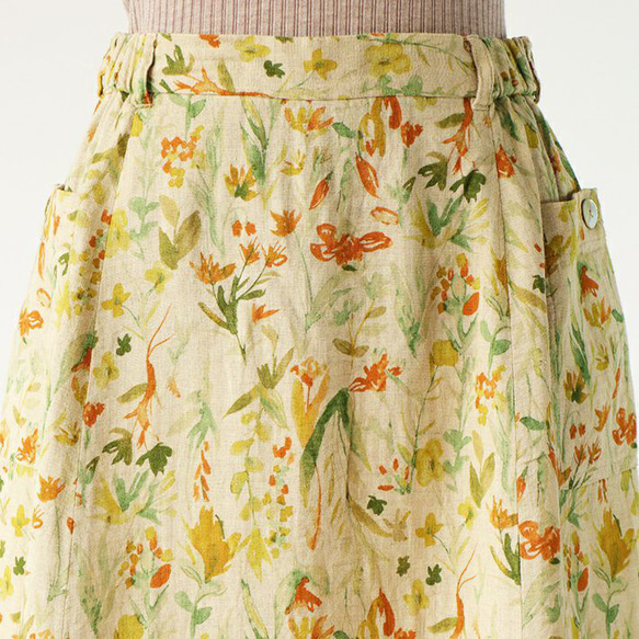 コットンリネン　花柄　ダブルガーゼ　スカート 3枚目の画像