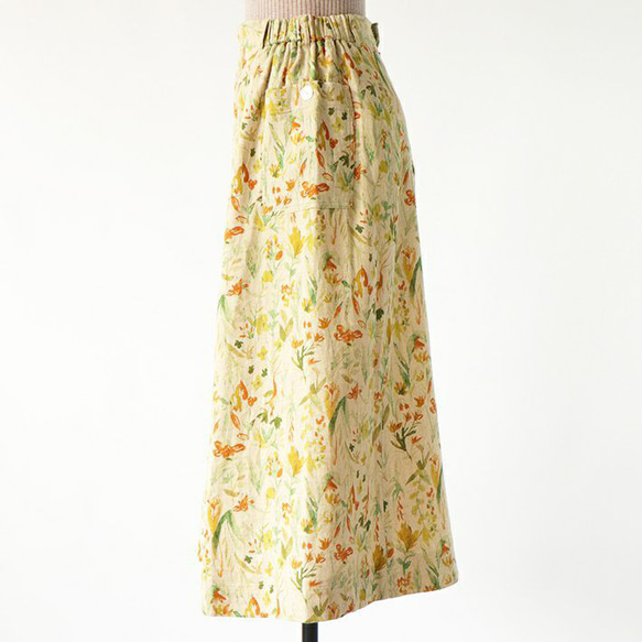 コットンリネン　花柄　ダブルガーゼ　スカート 4枚目の画像