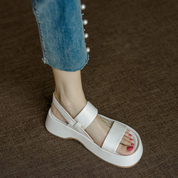 履けば履くほど足になじむ柔らかな本革使用 本革 レザー サンダル レディース 厚底 靴 ぺたんこ 軽い 柔らかい 上品 12枚目の画像