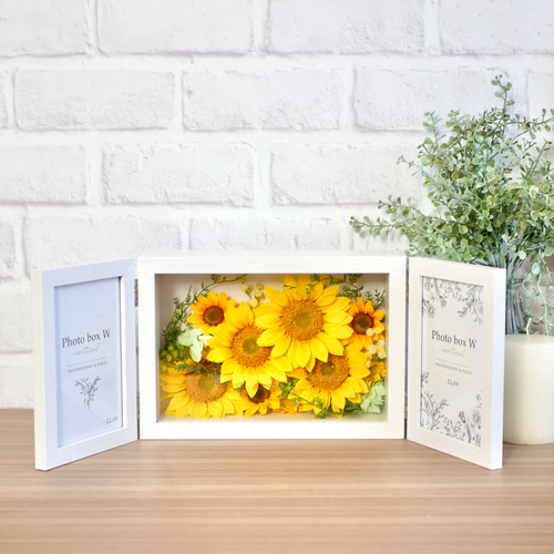 ひまわりの写真 A3茶色の木製フレーム 夏色ひまわりのフォトフレーム フォトフレーム・写真立て nozomi 通販