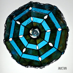 送料無料 青緑の泉ステンドグラスランプ 照明 ライト ペンダント　再販 7枚目の画像