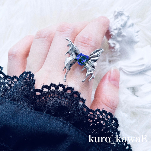 とろける蝶々のリングー / 薔薇 シルバーリング ゴシック パンク 地雷