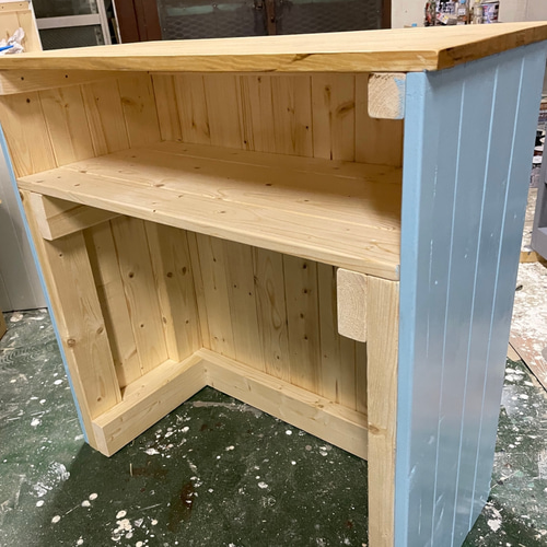 サロン　カウンター アンティーク調L字型カウンターのオーダーメイドW1500@大阪東京名古屋