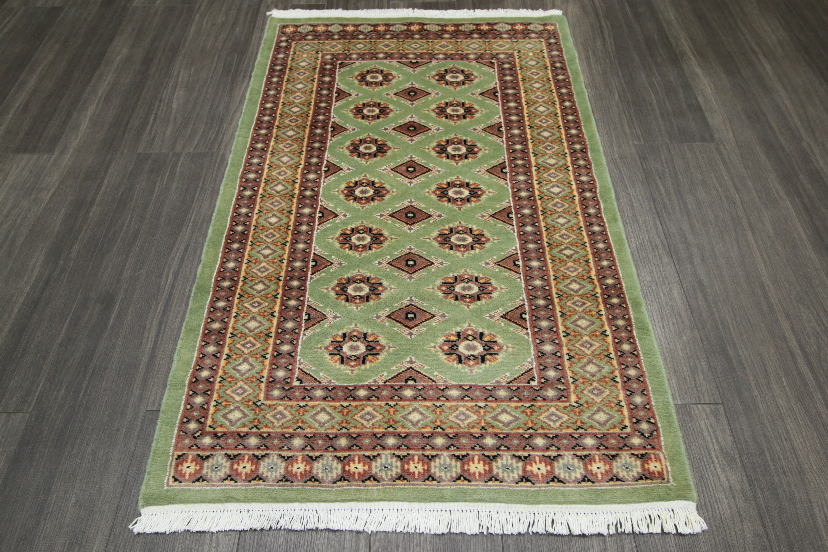 新品 SALE モスグリーン 高級ラグ パキスタン手織り絨毯 玄関マット