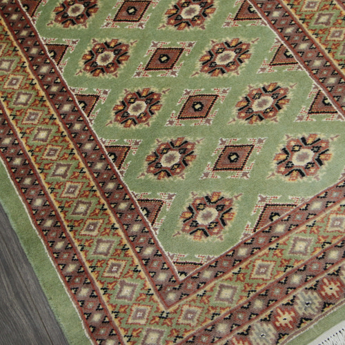 新品 SALE モスグリーン 高級ラグ パキスタン手織り絨毯 玄関マット