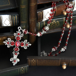 JOKER　＿＿＿＿＿銀線細工 ロザリオ フィリグリー十字架 /K082 Crimson Justice †｜赤き正義を象徴するロザリオ／十字架 深紅