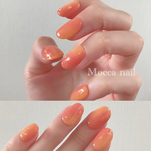 009】桃皮 しずく 桃ネイル フルーツネイル うるうる ちゅるん  