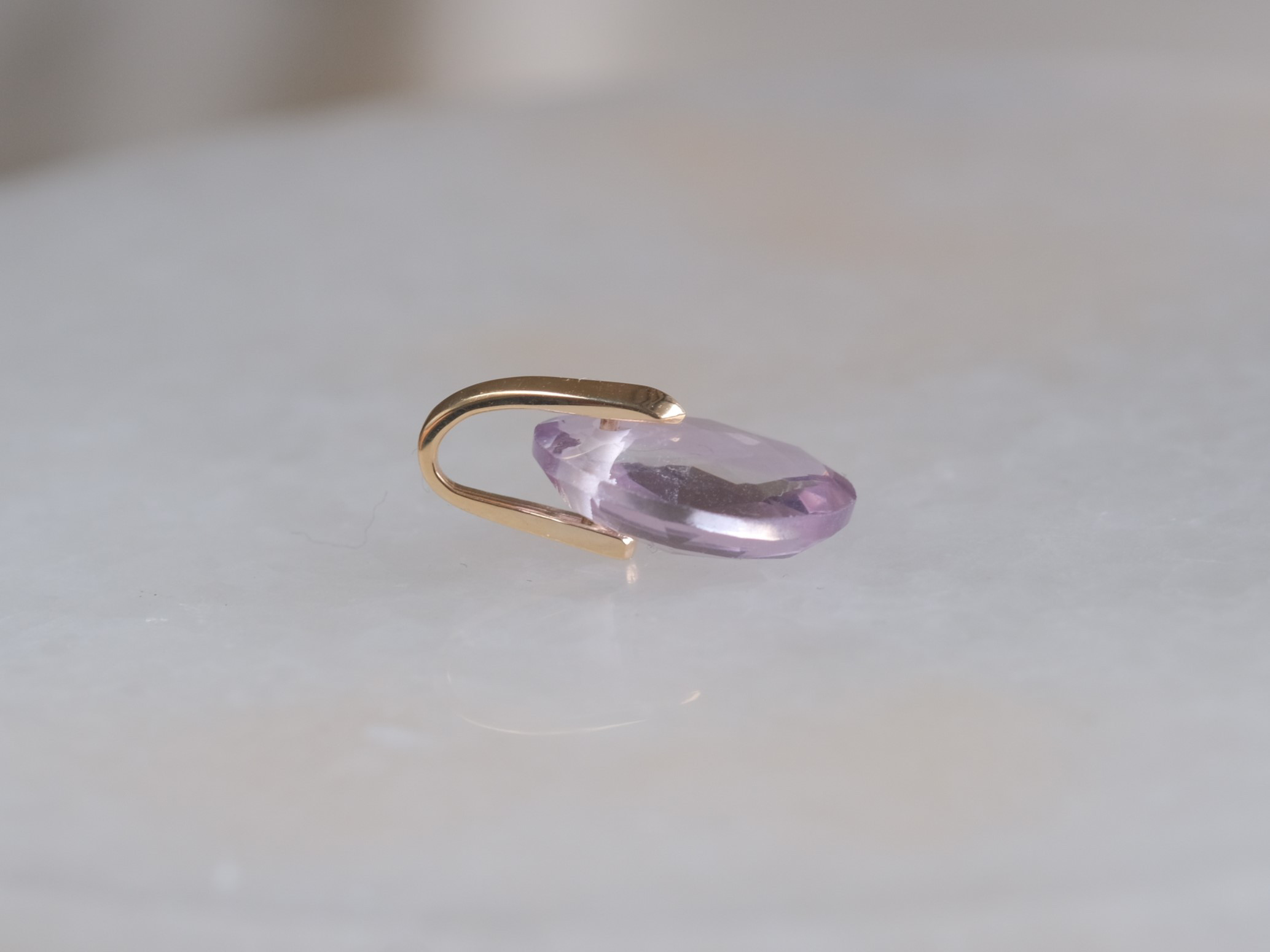 K10YG　Amethyst charmピンクアメジスト　天然石ネックレスチャーム　パープル