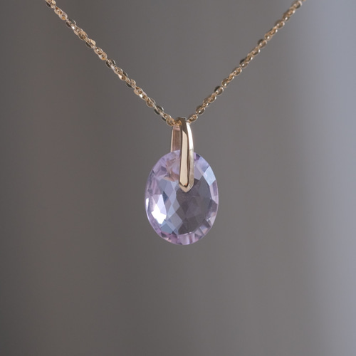 Amethyst charm K10YG ピンクアメジスト 天然石ネックレスチャーム