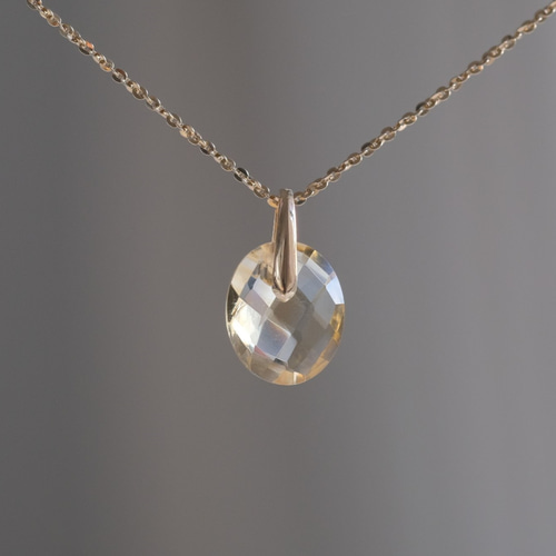 Citrine charm K10YG シトリン 天然石ネックレスチャーム イエロー
