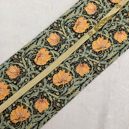 ウィリアムモリス ピンパーネル アネモネ 半幅帯 リバーシブル るり