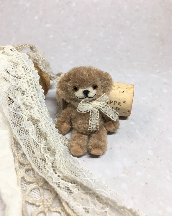 レースドレスモールアートモールベアミニチュアテディベア作家リボン