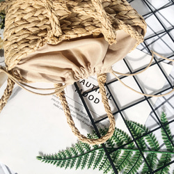 【受注制作】かごバッグ ショルダー ラタン柳の蔓 ハンド手作りバッグ ビーチバッグ サマー 旅行 編みバッグ 5枚目の画像