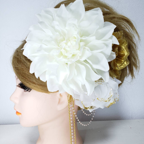 品質が 白 卒業式 結婚式 成人式 髪飾り 24 金 袴 振袖 ゴールド ヘアアクセサリー