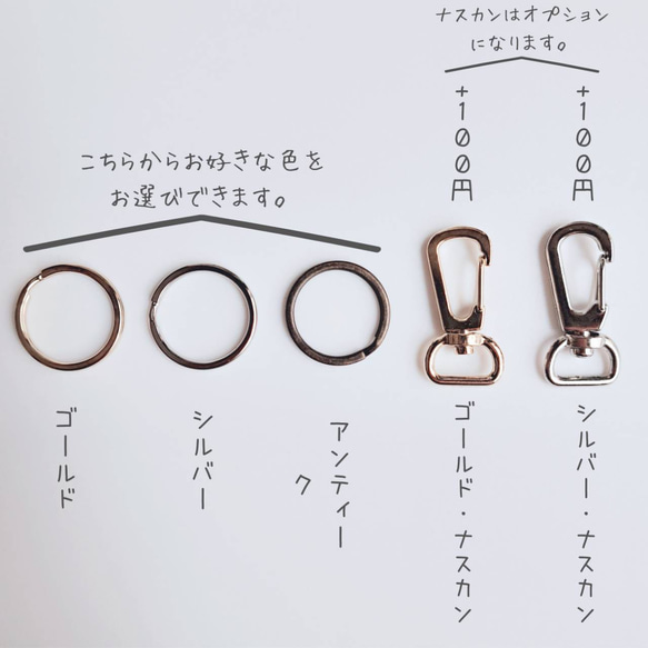 【金具が選べる丸型キーリングキーホルダー】　栃木レザー　席札　プチギフト　名入れ　ネームタグ 3枚目の画像