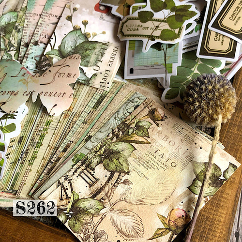 コラージュジャーナル*『』 海外 ヴィンテージペーパー 素材紙 ◇80枚 2種類紙質 全8タイプ