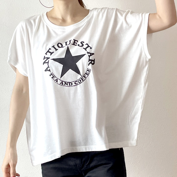 ★アンティークスターTシャツ★カフェロゴ風ドルマンスリーブTシャツ 19枚目の画像