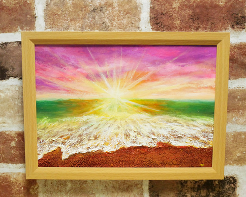 油絵 絵画 【夕暮れのビーチ】 油絵 油彩 油彩画 絵 絵画【夕日の海辺】 絵画 HR 通販