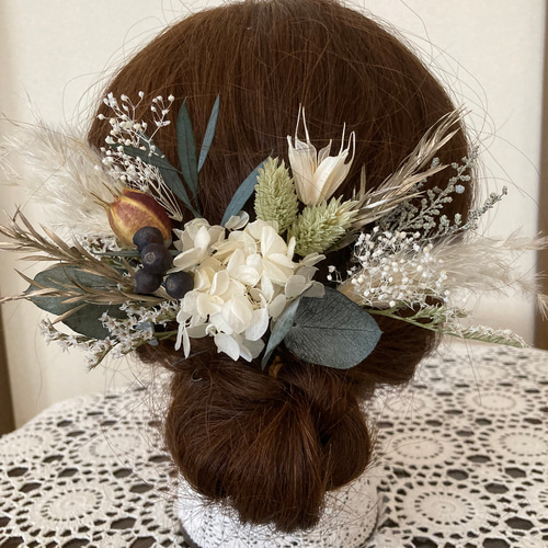 ドライフラワー髪飾り ウェディング 結婚式髪飾り 成人式髪飾り 卒業式