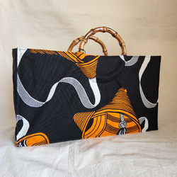 アフリカ布で作ったバンブートートバッグ 1枚目の画像