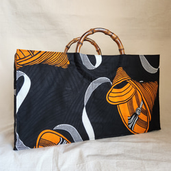 アフリカ布で作ったバンブートートバッグ 2枚目の画像