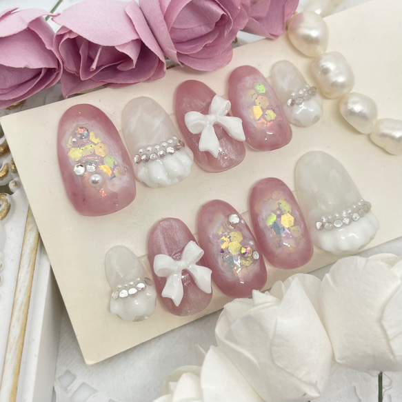 【Rr】オーダーネイルチップ サイズオーダー】 ネイルチップ ニュアンス 春 夏 ネイルチップ