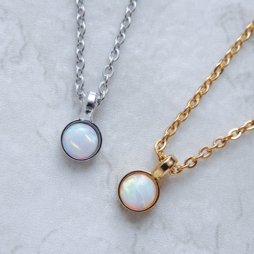 ホワイトオパールネックレス/10月誕生石 希望の石 華奢ゴールド