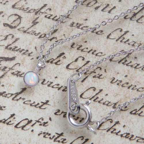 ホワイトオパールネックレス/10月誕生石 希望の石 華奢ゴールド
