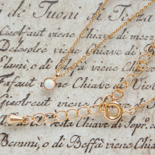 ホワイトオパールネックレス/10月誕生石 希望の石 華奢ゴールド