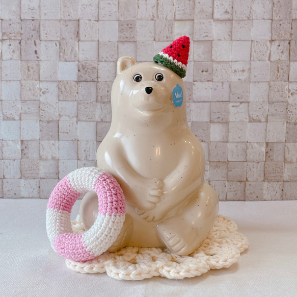 Creema限定 数量限定2点 夏の福袋】しろくま貯金箱 すいかのとんがり